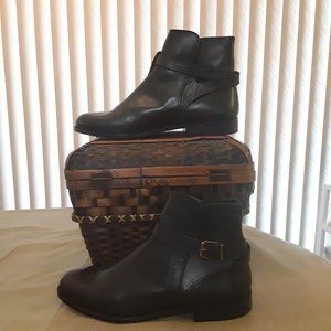 David & Joan Mens Moto Boots Hand Made in Italy Real Leather Black Color Size 8
